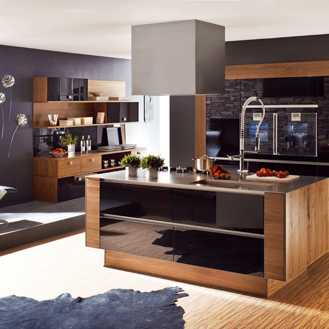 Cuisine noire brillant et bois 